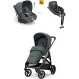 Inglesina Aptica Glam Tek El ile Açılabilen Çift Yön Bebek Arabası Yatabilen Ana Kucağı Baza 3lü Set - Emerald Green