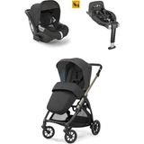 Inglesina Electa+ Tek El Katlanıp Açılan Çift Yön Bebek Arabası Ana Kucağı+Baza 3lü Set - Upper Black