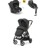 Inglesina Electa+ Tek El Katlanıp Açılan Çift Yön Bebek Arabası Yatabilen Ana Kucağı+Baza 3lü Set - Upper Black