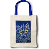 INKD Sanatsal Bez Çanta – Louis Wain "gotik Stilde Bir Kedi" Tasarım - 35X40 - Bej - Mavi