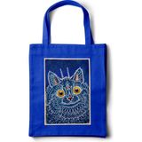 Inkd Sanatsal Bez Çanta – Louis Wain "gotik Stilde Bir Kedi" Tasarım - 35X40 - Mavi