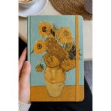 inkglo A5 Van Gogh Sun Flowers Ayçiçekleri Altın Yaldızlı Sert Kapaklı Çizgili Defter