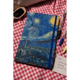 inkglo A5 Van Gogh Yıldızlı Gece Starry Night Altın Yaldızlı Sert Kapaklı Çizgili Defter