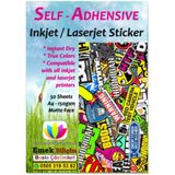 Inkjet Ve Laser Uyumlu Sticker Güçlü Yapışkanlı A4 Etiket Kağıdı MAT YÜZEYLİ 120gsm (100 yaprak)