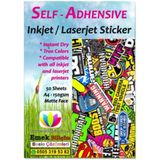 Inkjet Ve Laser Uyumlu Sticker Güçlü Yapışkanlı A4 Etiket Kağıdı MAT YÜZEYLİ 120gsm (50 yaprak)
