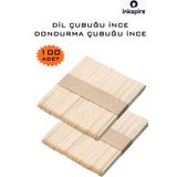 inkspire 100'lü Naturel Dar Ahşap Dil Çubuğu Dondurma Çubuğu Abeslang Çubuğu Renksiz İnce Maket Proje Çubuğu