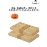 inkspire 100'lü Naturel Geniş Ahşap Dil Çubuğu Dondurma Çubuğu Abeslang Çubuk Renksiz Kalın Maket Proje Çubuk