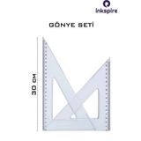inkspire 2 Li Gönye Seti 30 Cm 45-60 Derece 1 Paket Öğrenci Teknik Çizim Gönye Set 45-45-90 30-60-90