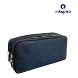 Inkspire 3 Gözlü Kalemlik Geniş Büyük Kapasiteli Çok Gözlü 3 Bölmeli Kalemlik 3 Fermuarlı Kalem Kutusu Makyaj - Siyah