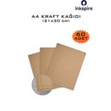 inkspire A4 Kraft Kağıdı 80 gr 60 Adet Saman Kağıdı El İşi Paket Kağıdı Kahverengi Kağıt Çeyiz Ambalaj Kağıdı