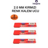 inkspire Kırmızı Renk 2.0 Uçlu Kalem Ucu 2B 90 Mm 6 Lı 3 Paket Versatil Kalem Ucu Uçlu Kalem İçi Kalın 2 Mm