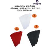 inkspire Krapon Kağıdı 50x200 Cm 5 Adet Kırmızı 5 Adet Siyah 5 Adet Beyaz 1 Paket Grapon Kağıt Grafon Kırapon