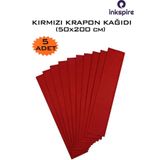 inkspire Krapon Kağıdı 50x200 Cm 5 Adet Kırmızı Renk 1 Paket Grapon Kağıt Grafon Kırapon Kağıdı Etkinlik