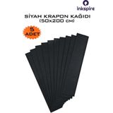 inkspire Krapon Kağıdı 50x200 Cm 5 Adet Siyah Renk 1 Paket Grapon Kağıt Grafon Kırapon Kağıdı Etkinlik