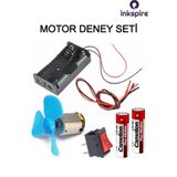 inkspire Motor Deney Seti 1 Paket Pervane Dc Motor Anahtar Pil Yatağı İletken Kablo Pil Deney Motoru Fan Seti