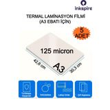 inkspire Termal Laminasyon Filmi A3 5 Adet 125 Micron Parlak Laminasyon 1 Paket PVC Kaplama Sertifika Poşeti