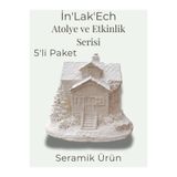 İNLAKECHANDMADE Seramik Boyama Etkinlik Objesi 5’li Paket | Okul ve Atölyeler İçin Ham Ürün