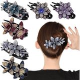 Inlazytım 6'li Paket Suni Elmas Çift Çiçekli Saç Tokası, Kadınlar ve Kızlar Için, Kristal Ö - Çok Renkli