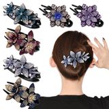 INLAZYTIM 6'lı paket suni elmas çift çiçekli saç tokası, kadınlar ve kızlar için, kristal ördek gagası klipsli saç tokası, kaymaz kadın, kalın uzun saçlar için şık kırlangıç kuyruğu klipsleri