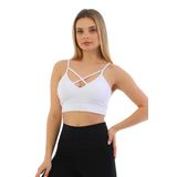 INNER VISION Kadın Süngerli Destekli İnce Askılı Pedli Sütyen Günlük Kullanım Sütyeni Fitness Egzersiz, (Standart, Beyaz ÖN ÇAPRAZ, L-XL)