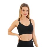 INNER VISION Kadın Süngerli Destekli İnce Askılı Pedli Sütyen Günlük Kullanım Sütyeni Fitness Egzersiz, (Standart, Siyah ARKA ÇAPRAZ, S-M)