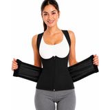Inner Vision Kadın Termal Sauna Neopren Korsesi – Terletici Bel Inceltici Fermuarlı Vücut Şekillendirici Spor Korse - 4XL - 5XL - Siyah