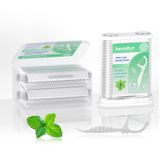 INNOVIHUE 100 Diş İpi Seçmeli Diş İpi Dispenseri, Doldurulabilir Flosser Kürdan Tutacağı Diş İpi Çubukları 200 Sayı, Nane Aromalı, İkiz Hat Tasarımı-Ağız Bakımı için Hijyenik Diş Temizliği. Beyaz