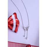 innuendo jewelery 925 Ayar Gümüş Sedefi İncili Taşlı Kelebek Kolye
