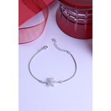 İnnuendo Jewelry 925 Ayar Gümüş Ikili Zincirli Lotus Çiçek Bileklik - standart - Beyaz