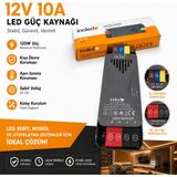 İnoled 1204 - 10A 120W 12V LED Güç Kaynağı | Kısa Devre Korumalı Adaptör | Şerit LED Trafo | 220V Ac – 12V Dc Dönüştürücü | Yüksek Verimli, Güvenli, Uzun Ömürlü LED Trafo - Siyah