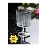 Inova Home Decor Çizgili Desen Ayaklı Su Bardağı 6 Lı