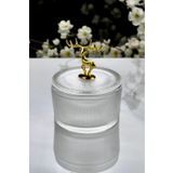 İnova Home Decor Geyik Detaylı Gold Renk Yuvarlak Şekerlik- Büyük Boy