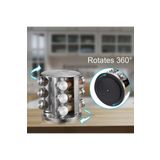 İNOVA LİFE 360 Derece Dönebilen Metal Standlı 12'li Döner Cam Baharatlık Seti Dönen Tuzluk Biberlik