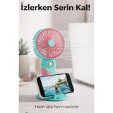 İnovaxis Standlı Şarjlı Mini El Fanı – 3 Kademeli, Sessiz, Taşınabilir Masaüstü Vantilatör - Pembe