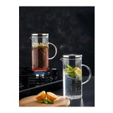 İnox Metal Kapaklı Borosilikat Cam Sürahi 1500 ml - Ateşe Isıya Dayanıklı Sürahi