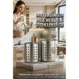 Inox Paslanmaz Çelik 2’li Kaşıklık Seti - 1mm Ultra Dayanıklı Tezgah Üstü Organizer 723142