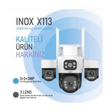 INOX-X114 4X3MP Dört Lensli Wifi Ptz Kamera Beyaz Renkli Su Geçirmez