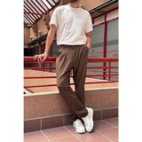 İnpool Baggy Fit Yazlık-Baharlık Esnek-Dökümlü Geniş Kumaş Pantolon Erkek Pile Detaylı Model ASP01 - Kahverengi
