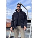 İnpool Çıkarılabilir Kapüşonlu, Kadife Kumaş, Dik Yaka, Soğuğa Karşı Dayanıklı, Şişme Mont 2484 - XL - Siyah
