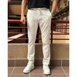 İnpool Erkek, Bel Lastikli, Standart-Fit, Duble Paça, Bağcıklı Pantolon 24INP286 - Beyaz - 33