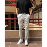 İnpool Erkek, Bel Lastikli, Standart-Fit, Duble Paça, Bağcıklı Pantolon 24INP286 - Gri - 32