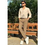 inpool Erkek, Beli lastikli, diagonel kumaş, old money culture, duble paça, regular fit pantolon 24INP291