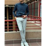 İnpool Erkek, Bisiklet Yaka, Slim Fit, Old Money, Yün-Akrilik Elyaf, Triko Kazak PLTK03 - Indigo - 2XL