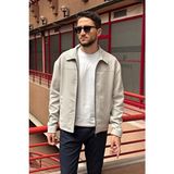 İnpool Erkek Casual Fitil Desenli Gömlek Yaka Ceket Uzun Kol Gri Relaxed Kesim Mevsimlik 618 - XL
