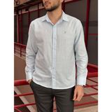 İnpool Erkek, Gömlek Yaka, Regular Fit, Pamuklu, Keten Dokuma, Old Money Culture, Nakış Detaylı Gömlek G10 - S - Buz Mavi