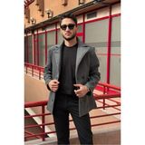 İnpool Erkek, Kruvaze Kapama, Spor-Klasik, Standart-Fit, Midi Boy, Kaşe Kaban 634 - 2XL - Füme