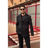 İnpool Erkek, Kruvaze Kapama, Spor-Klasik, Standart-Fit, Midi Boy, Kaşe Kaban 634 - Siyah