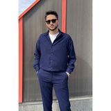 İnpool Erkek, Nakış Detaylı, Regular-Fit, Kışlık-Baharlık, Ince Fitilli Kadife Gömlek G16 - S - Lacivert