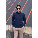 İnpool Erkek, Old Money Culture, Yarım Balıkçı Yaka, Yünlü, Saç Örgü, Kışlık Kazak PLTK11 - Lacivert - XL