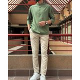 İnpool Erkek, Regular Fit, Hakim Yaka, Pamuklu, Keten Görünümlü Gömlek 24INPG07 - 2XL